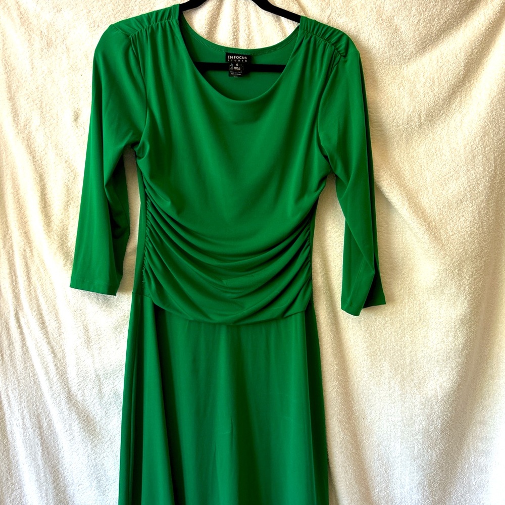 Connected Apparel Vibrant Green Long Sleeve Dress